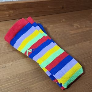 Vibrant Rainbow Pro Compression PC Racer MultiColor Socks With Stripes Size L/XL